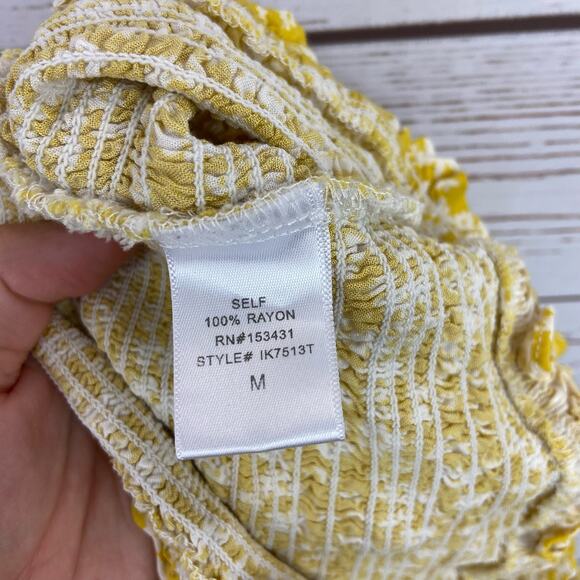 Windsor M Yellow Floral Smocked Ruffle Hem Strapless Cropped Tube Top - Picture 7 of 7